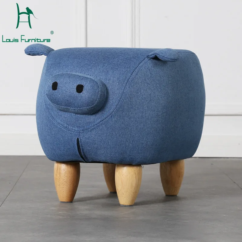 

Louis Fashion Children Stools Scandinavian and Creative Simple Household Wooden Low Creative Family Furniture
