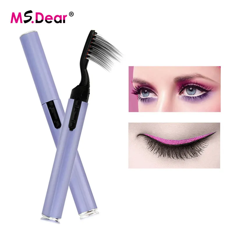 Portable Mini Curved Electric Eyelash Brush Curler Heating Eyelash