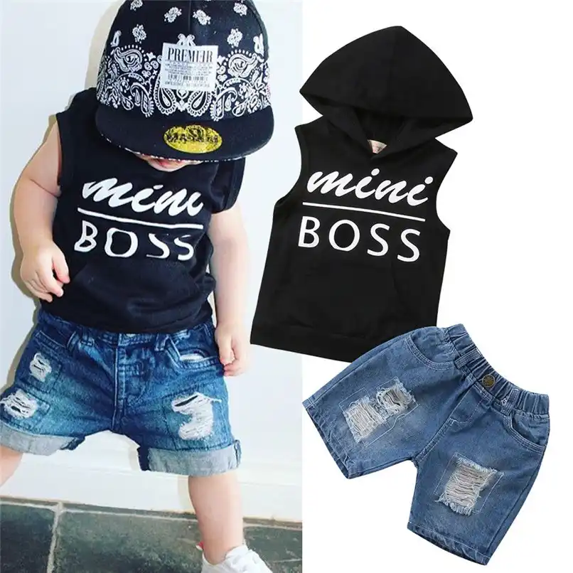 Summer Toddler Kid Baby Boy Tops Hoodie T-Shirt+Shorts Pants Outfits Clothes Set