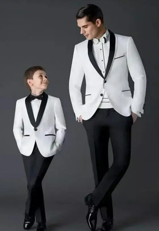 

Hot Sale New Arrival Groom Tuxedos Men's Wedding Dress Prom Suits Father and Boy Tuxedos (Jacket+pants+Bow) Custom Made