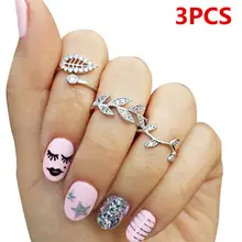 DreamBell 3 шт. женские серебряные золотые ювелирные изделия простые элегантные листья инкрустированные стразы набор колец