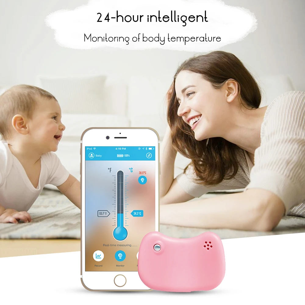 

Baby Intelligent Thermometer Bluetooth 4.0 Wireless Phone Fever Monitoring Home Nursing Baby Caring 24HR Continuous
