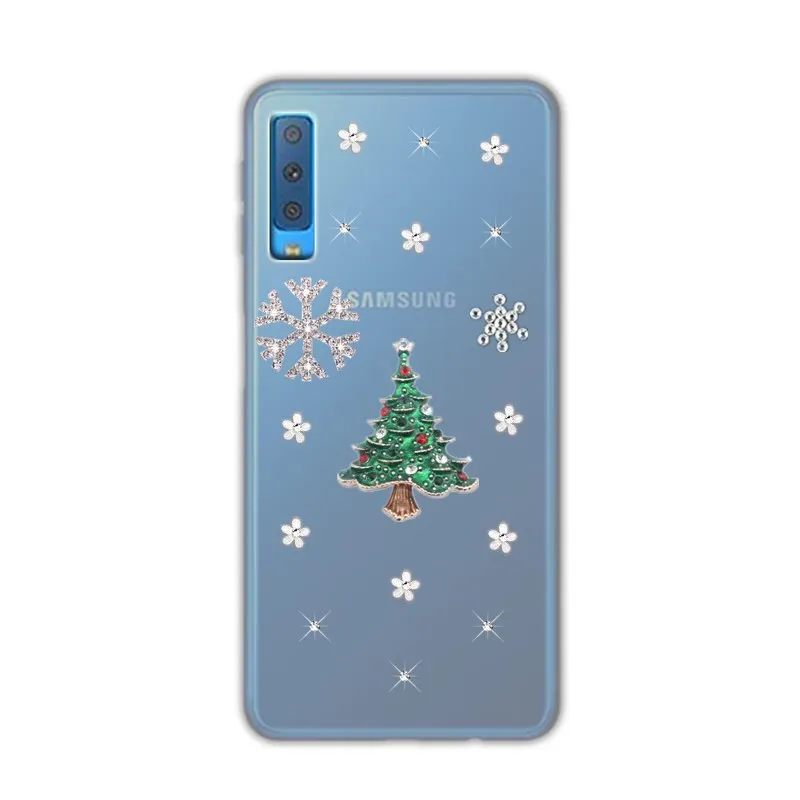 

For Samsung Galaxy A7 2018 Phone case transparent Silicone Christmas tree Back Case Cover For Samsung SM-A750F A750 A7 2018 case