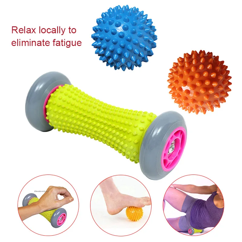 

Foot Roller Massage for Relief Plantar Fasciitis Reflexology Back Leg Muscle Massager + 2 Spiky Ball DM-19ING