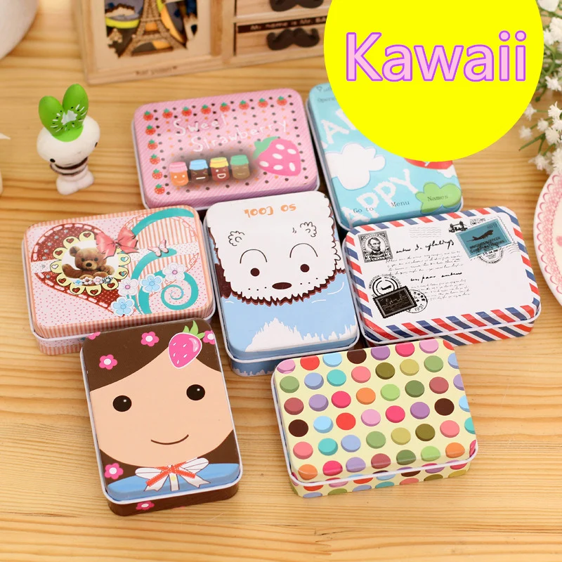 

18 pcs/lot Kawaii Small Metal Box Cartoon Pattern,Cute Gift Tin Storage Box,Mini Jewelry Boxes Organizer for Candy Tea Earring