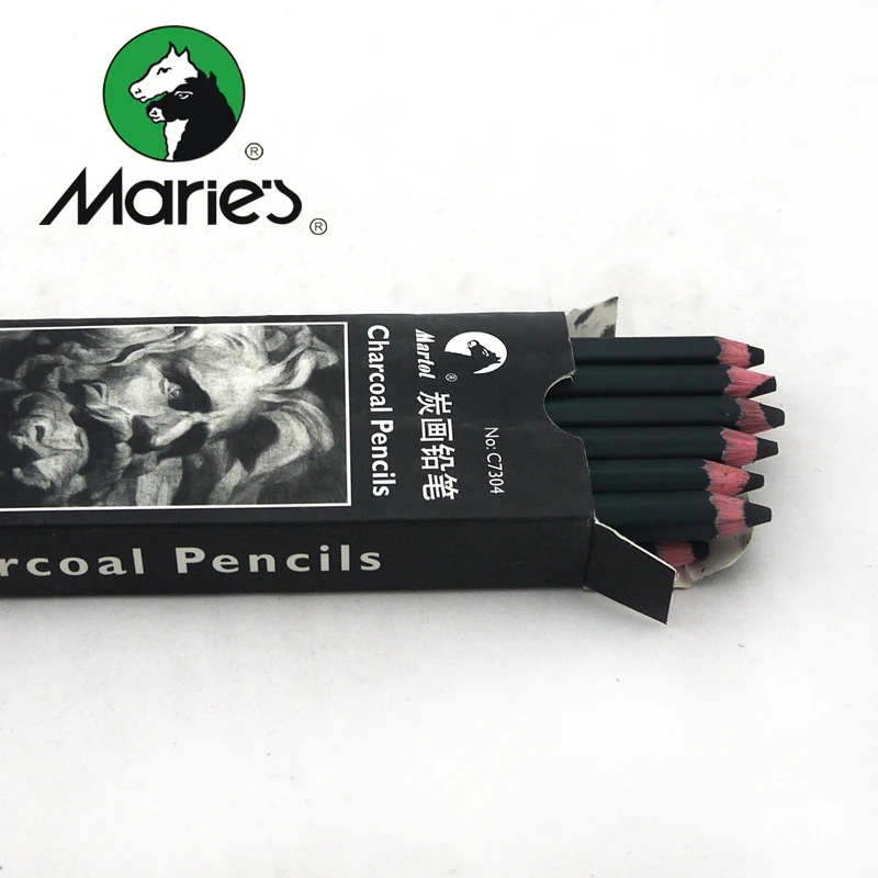 Maries серый/коричневый угольный карандаш 12 карандашей/партия для рисования эскизов