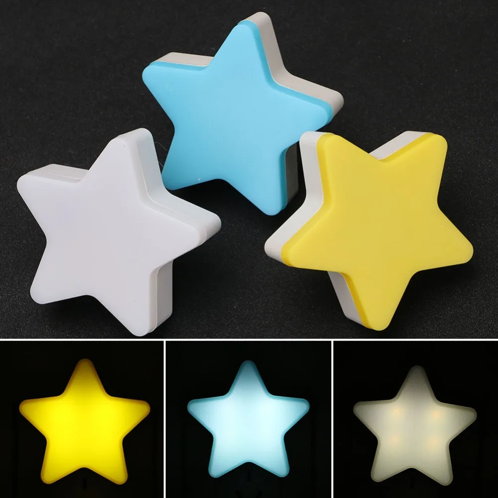 

Light Sensor Control Night Light Mini EU US Plug Novelty Square Bedroom lamp For Baby Gift Romantic Colorful Lights Star shape