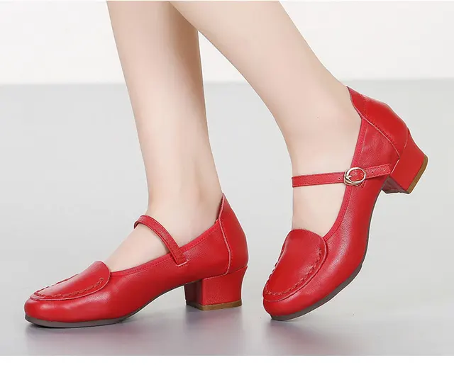 New Ladies Social Square Dancing Shoes Genuine Leather Stretch Jazz