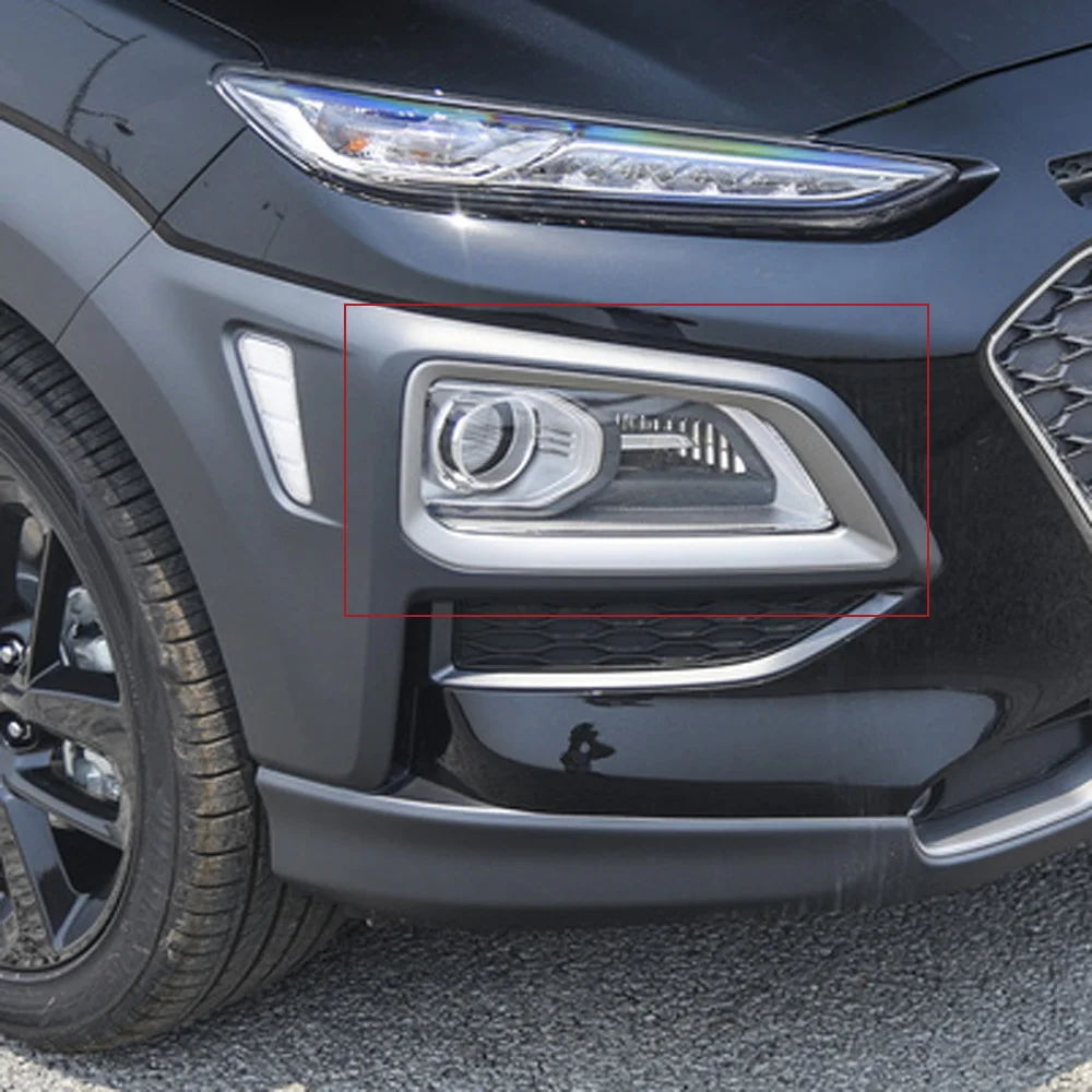 

For Hyundai Kona Encino Kauai SUV 2018 2019 ABS Chrome Car Front Fog Light Protector Fog Lamp Frame Cover Trim Auto Accessories