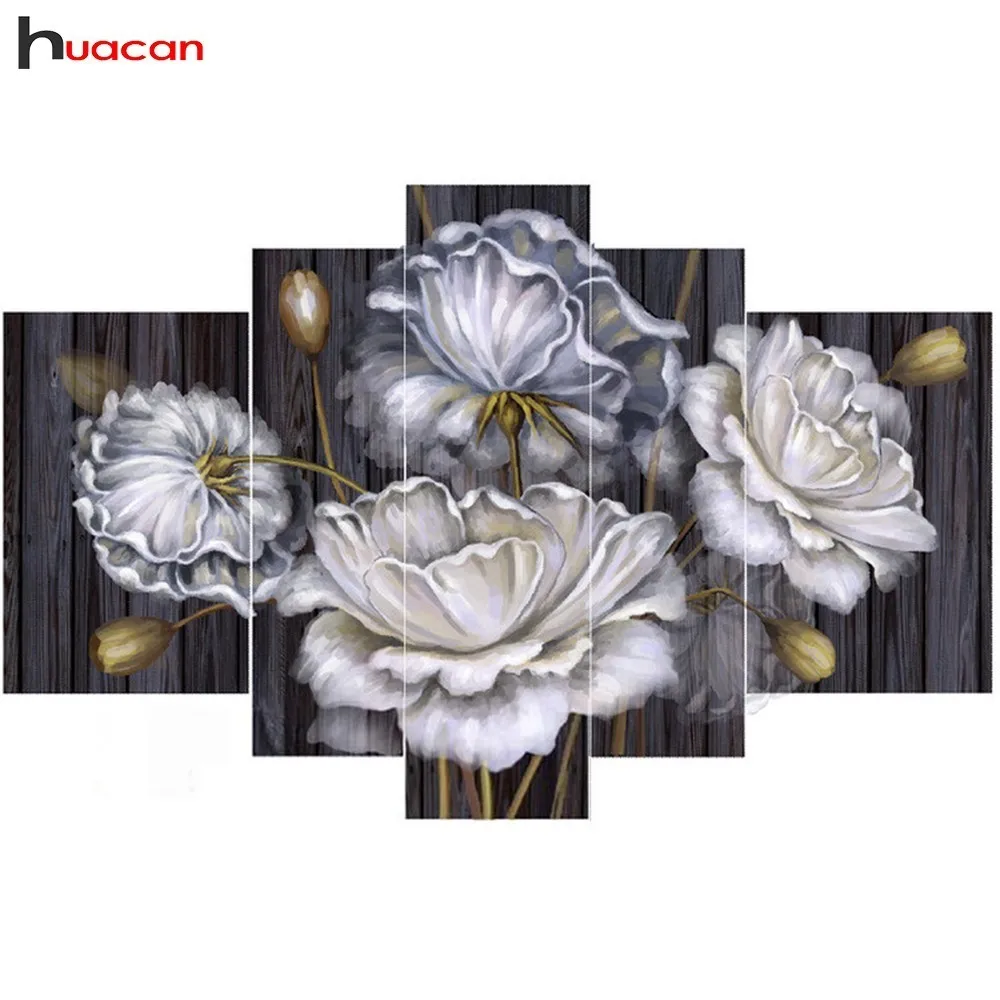 

HUACAN Full Square Flower Diamond Embroidery Multi-picture Combination Cross Stitch Diamond Painting Flowers Decoration Home