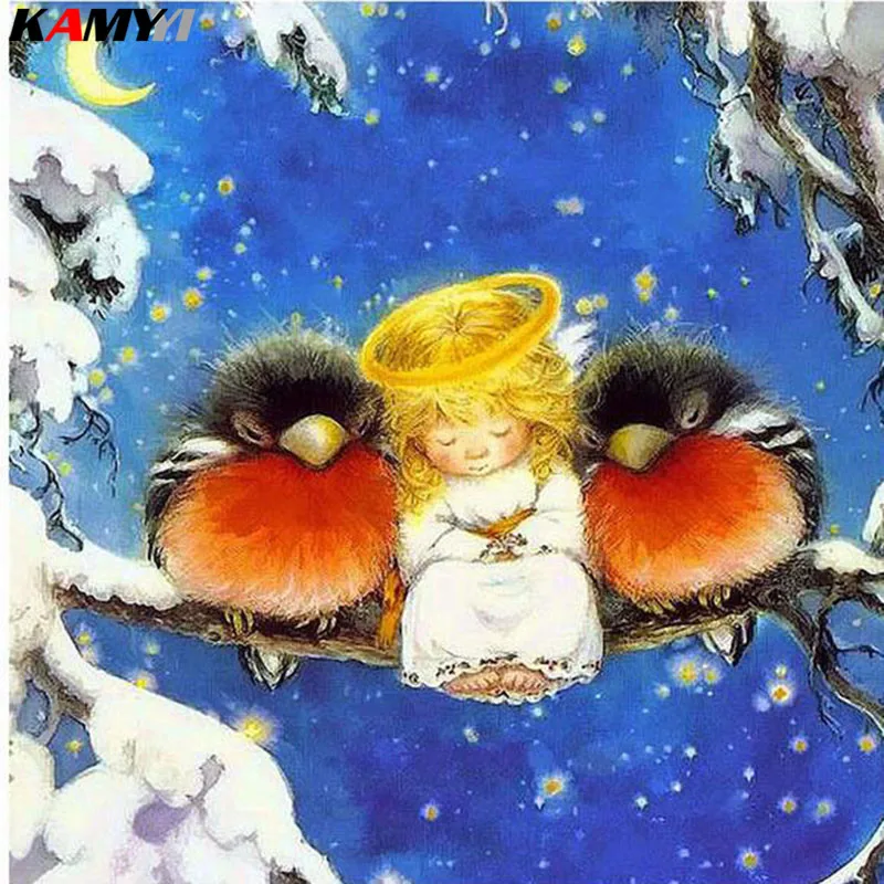 

3D Diy Diamond Painting Cross Stitch Birds & Angels Rhinestones Crystal Needlework Full square Diamond Embroidery Home XY1