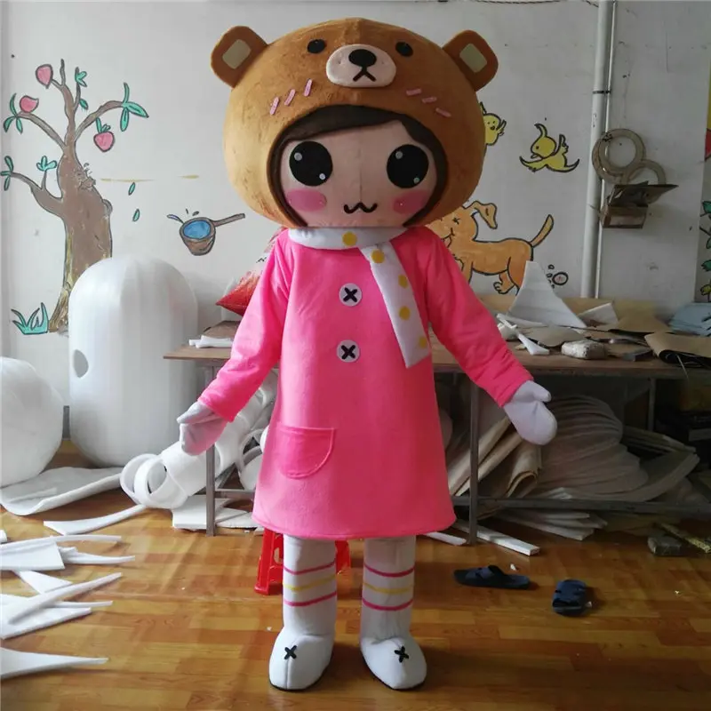 

Girl Mascot Cartoon CostumesCarnival Festival Dress Outfit Adult Size