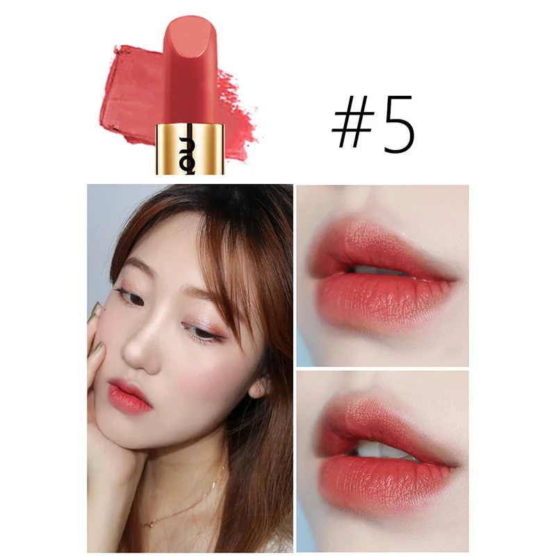 NOVO, брендовая матовая губная помада, макияж, бархат, 6 цветов, корейский стиль, бальзам для губ, питательный, стойкий, водостойкая, гладкая губная помада - Цвет: 5