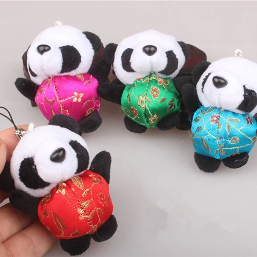 

Dressing Cute Panda Keychains Chinese style Women Girls Phone Charms Accessory Mini Plush Toy Car Key Chains Ethnic Gift 3pcs/lo