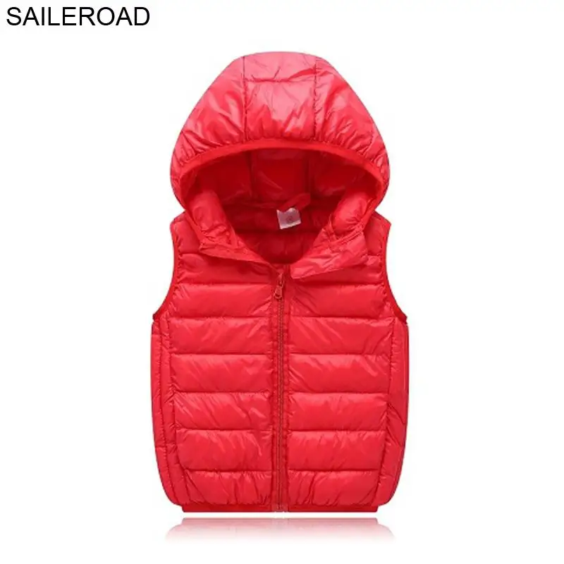 Sleeveless Hoodie Happy Cherry Kids' Hooded Winter Puffer Vest