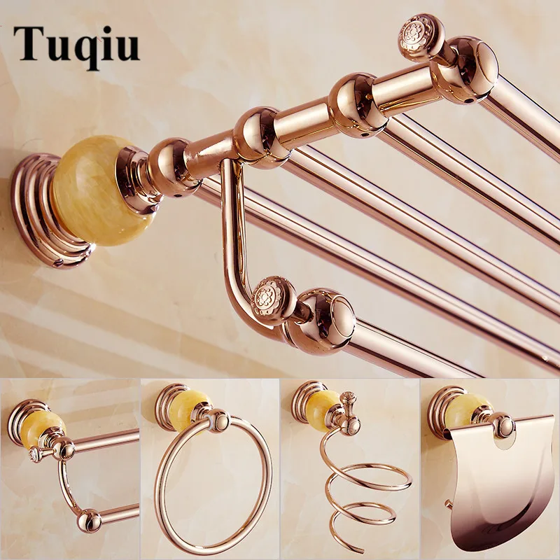 Rose Gold Bathroom Accessories Set,paper Holder,towel Bar,corner Shelf