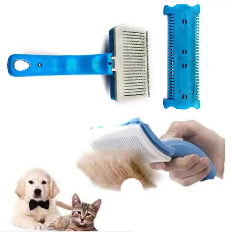 Pet Comb Clean Tool Hair Fine Trimmer Attachment Brush Dog Cat Self Cleaning Grooming Hair Fur