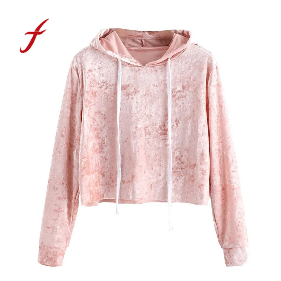 

feitong Womens Velvet Comfort Long Sleeve Hoodie Sweatshirt Jumper Hooded Pullover Girls PInk Blue Wine Spring Fall Tops