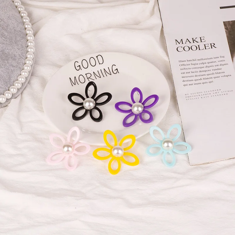 Vintage Acetic Acid Acrylic Flower Earrings for Women Acetate Resin Imitation Pearl Earings For Girls Fashion Jewelry Brincos (1)