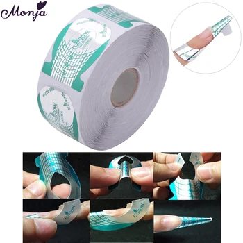 

Monja 500pcs/roll Nail Art French Green Missile Shape Forms Acrylic Curve Polish UV Gel Extension Builder Guide Stencil Sticker