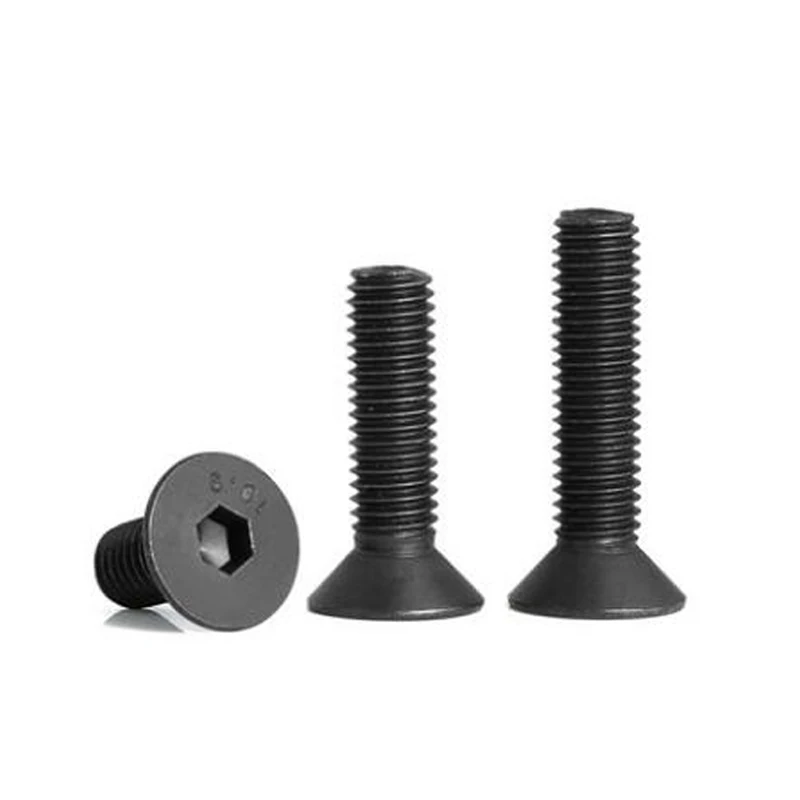 

100Pcs Cap Screws Black M2 M2.5 M3 M4 M5 M6 Alloy Steel Hex Socket Flat Head Screws Grade 10.9