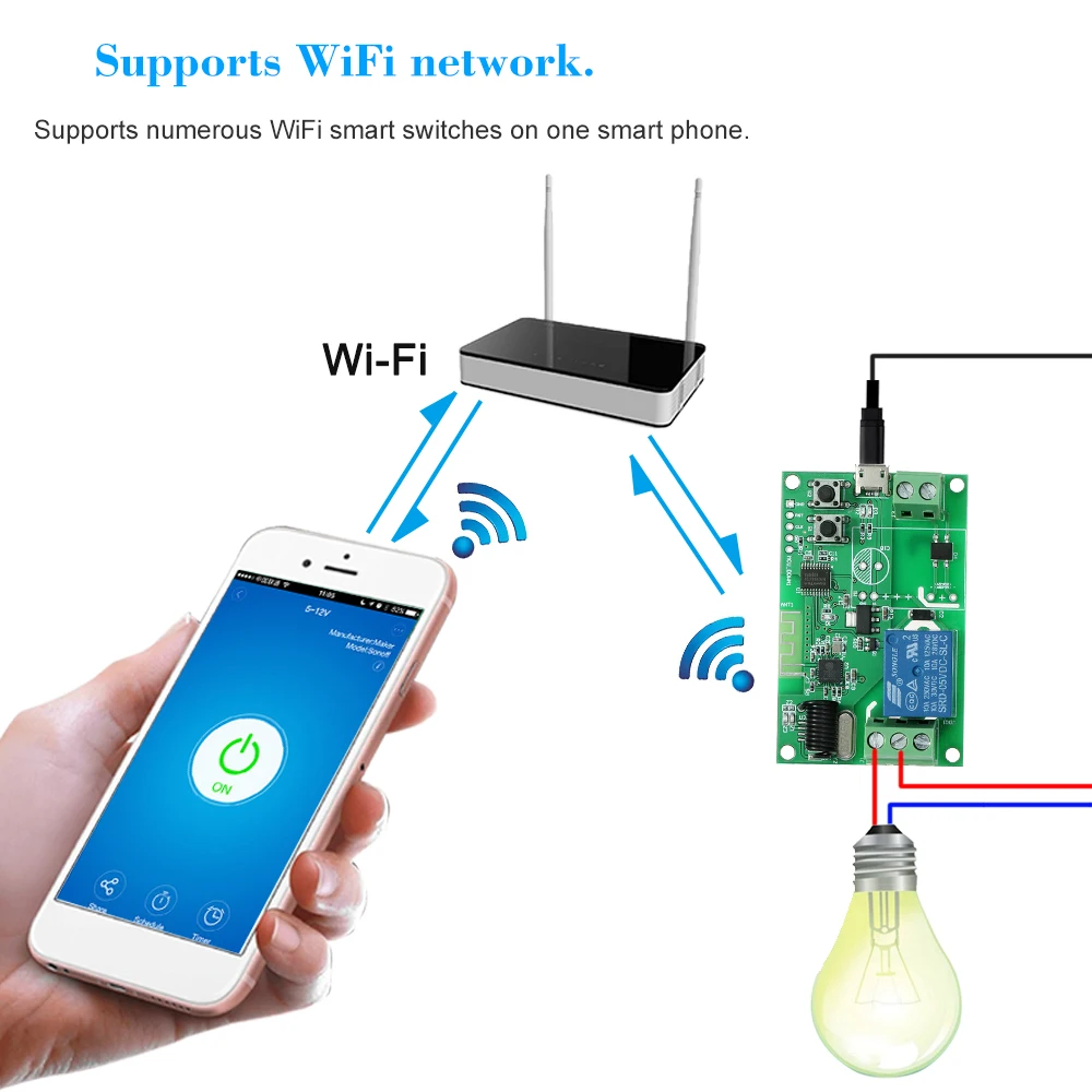 5 В/12 В/220 В RF 433 МГц Wi-Fi переключатель беспроводной релейный модуль дистанционного управления для Android/IOS приложение управления для Alexa Google Home