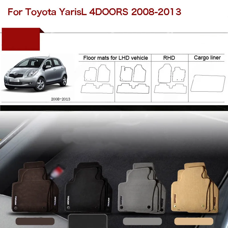 

5pcs 1/2"Thick Solid Nylon Interior Floor Carpet Mats For Toyota Yaris 2008-2013