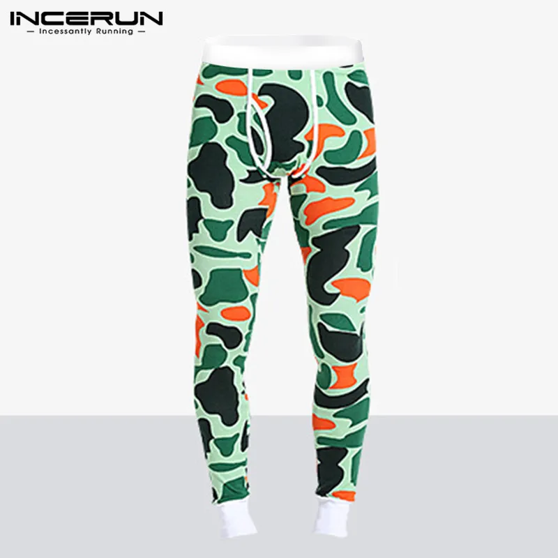 INCERUN Men's Trousers Wearing Pants Leggings Warm Autumn Youth Students Printed Personality Trend Underwear Tight Trousers