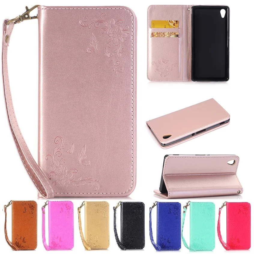 

Leather Case for SONY Z3 Z3MINI Z4 Z5 M4 XPERIA XA M5 Cover Plug In Card Insert Slot Smart Folded Support Sling Flower Flip New