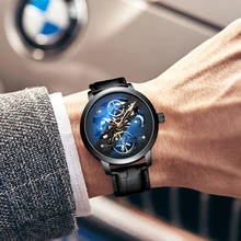 AILANG New fashion luxury brand leather watch automatic mechanical men watches skeleton watch Male erkek kol saati top sales silver steampunk skeleton automatic mechanical pocket watch with chain erkek kol saati watches men unisex gifts clock