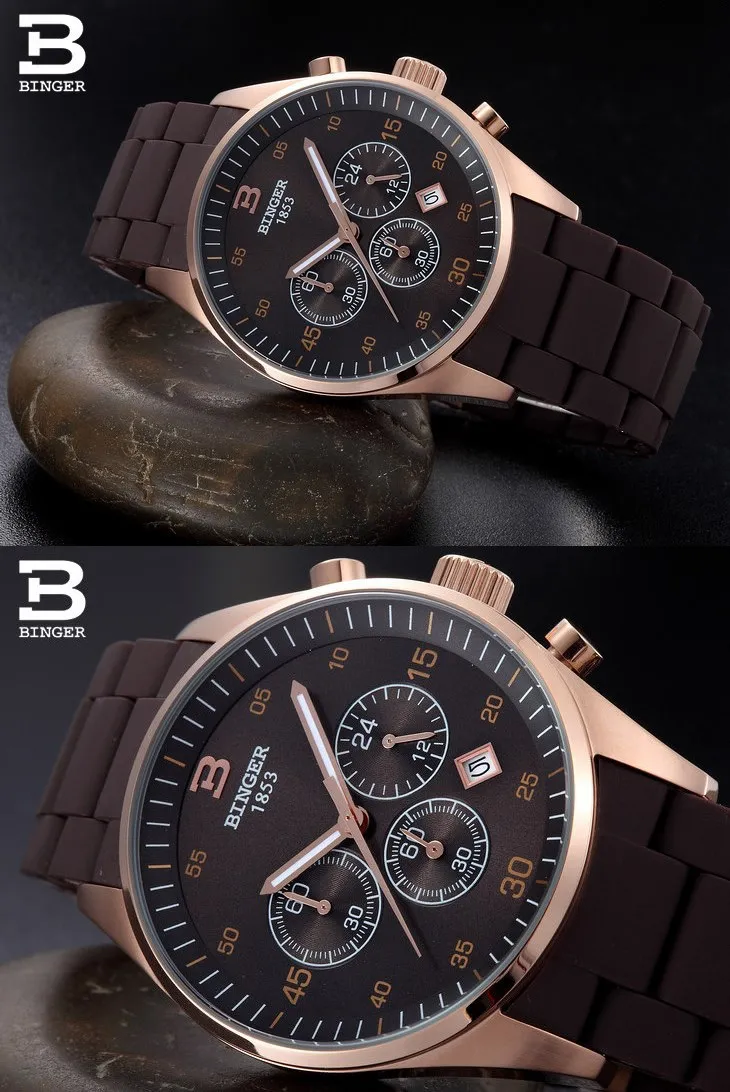 Free Shipping Wristwatches Men's Quartz Sport Utility Men Luxury Brand Automatic Chronograph Binger Military Watches Gift