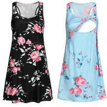 Women’s Maternity Nursing Top Floral Sleeveless Comfy Vest for Breastfeeding Dress Robe Femme Enceinte 2019 Maternity Gown