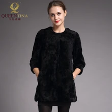 Натуральный мех, овчина, пальто для женщин, зимнее, теплое, Натуральная шерсть, пальто для женщин, стрижка овец, куртка, модная, черная, тонкая, длинная, верхняя одежда