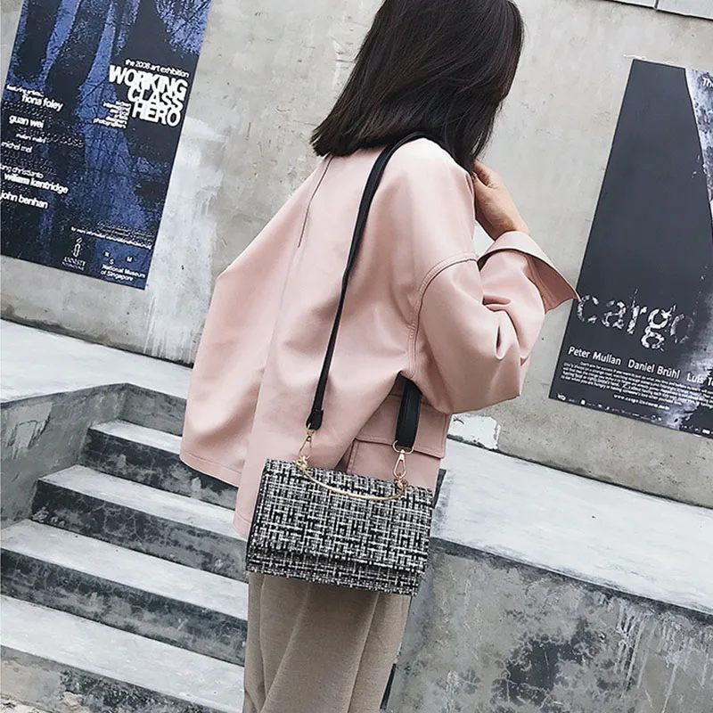 

MSGHER Wool Panelled Flap Shoulder Bags Female Messenger Bag Girl Crossbody Bag Luxury Handbags Women Bags Designer WB1171