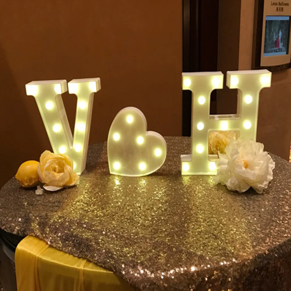 Valentine's Day Diy Letter Symbol Sign Heart Lighting Led Vintage Plastic Led Lights Wedding Party Holiday DIY Decorations