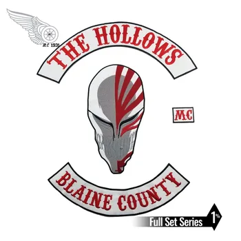 

THE HOLLOWS MC BLAING COUNTY Skull Hot Sell Embroidered Patch Full Back Large Pattern For Rocker Club Biker MC Patch