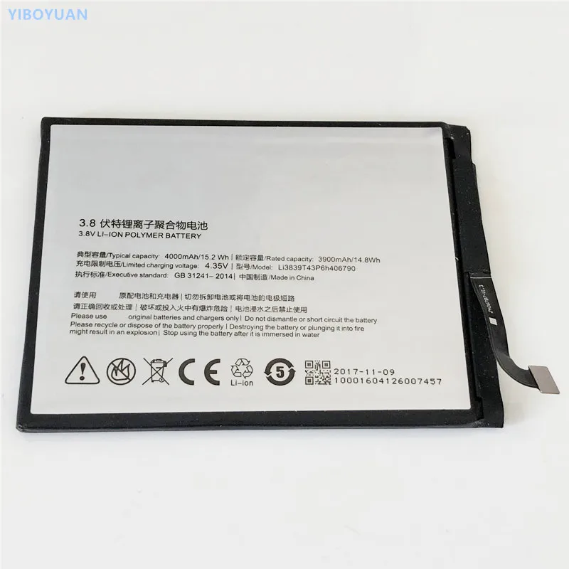 

3.8V 4000mAh Li3839T43P6h406790 For ZTE Nubia Z11 Max / NX523J / NX535J Battery