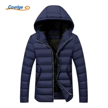 Covrlge Mens Winter Parkas 2017 New Solid Men’s Warm Coats Quilted Men Jacket Fashion Hooded Parka Padded Jackets Coat MWM047