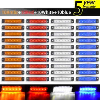 

Crbrillar 40 pcs 12/24V 6 LED Red White Yellow blue pick up Truck side Lorry Side Marker Light Trailer Light Side Lamp for Hilux