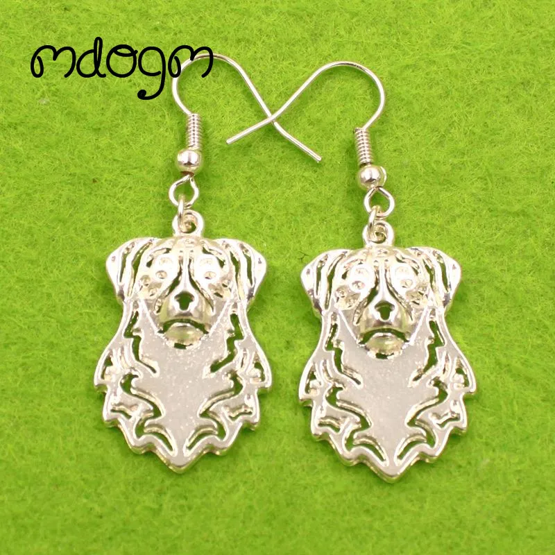 Australian Shepherd Dog Animal Pendant Drop Earrings Silver Plate