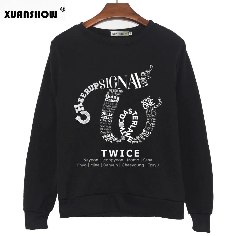  XUANSHOW TWICE Kpop Sweatshirt Hip Hop Album Shirt Casual Letters Printed Hoodies Clothes Pullover 