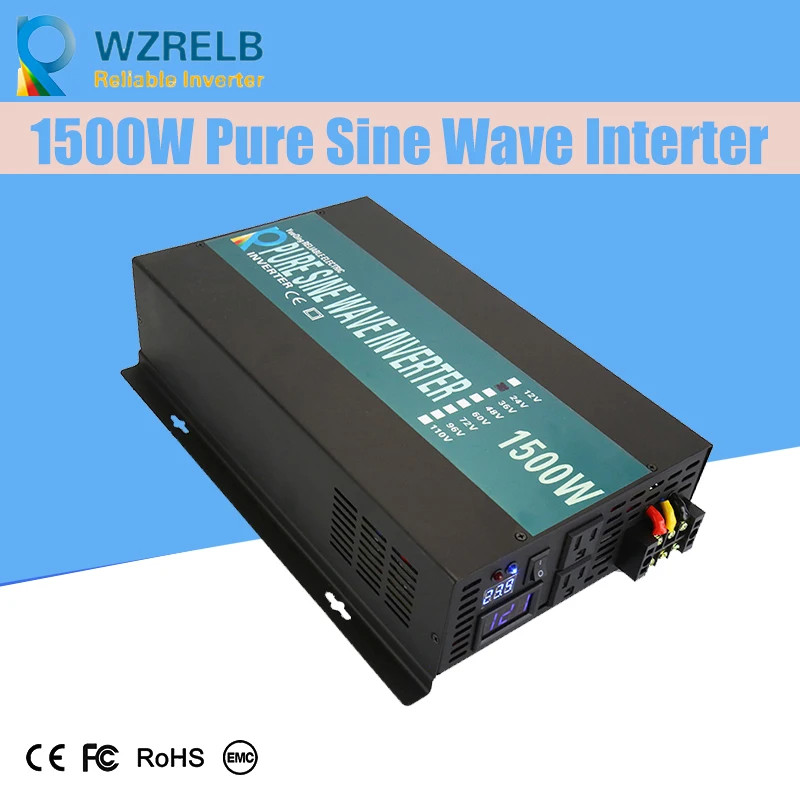 

Reliable Peak 1500W Pure Sine Wave OFF Grid Inverter DC12V/24V to AC220V Power Inverter Converter Houseuse Solar System