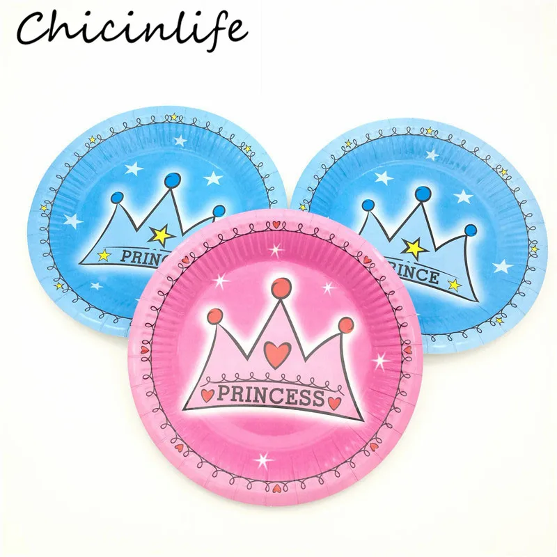 Chicinlife 6 штук пакет Принцесса Принц одноразовые бумажные тарелки мальчик/девочка