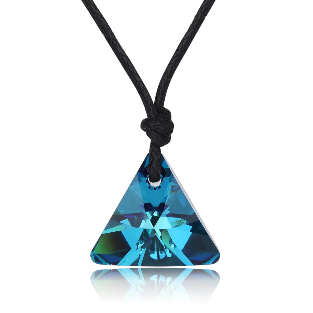 

2017 new charming mother's day gift 1mm wax cord triangle pendant necklace with crystal from swarovski joyas wholesale