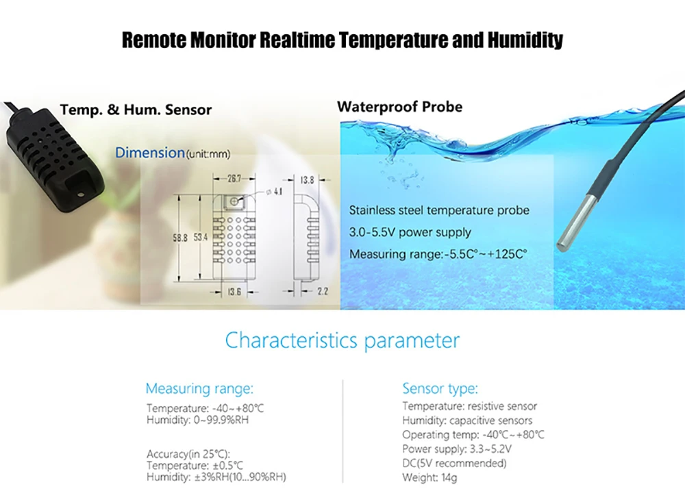 DHL Sonoff Si7021 AM2301 temperature and humidity sensor DS1820 temperature probe sensor and Sonoff TH10 TH16 Sonoff sensor