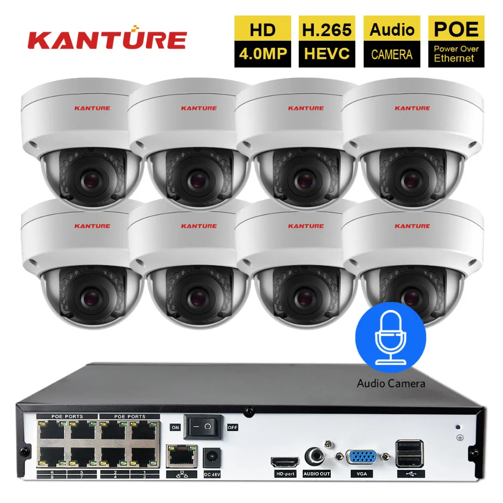 

H.265 8CH POE CCTV NVR system 8Pcs 4MP Audio IP66 VandalProof security Indoor Outdoor POE IP camera Video Surveillance set P2P