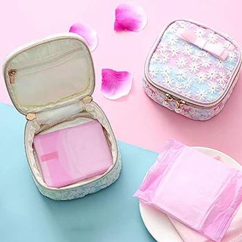 

Women Cosmetic Pouch Case Make up Bag Sanitary Napkin Bag Cute Sanitary Pad Organizer Holder Napkin Towel Storage Bags