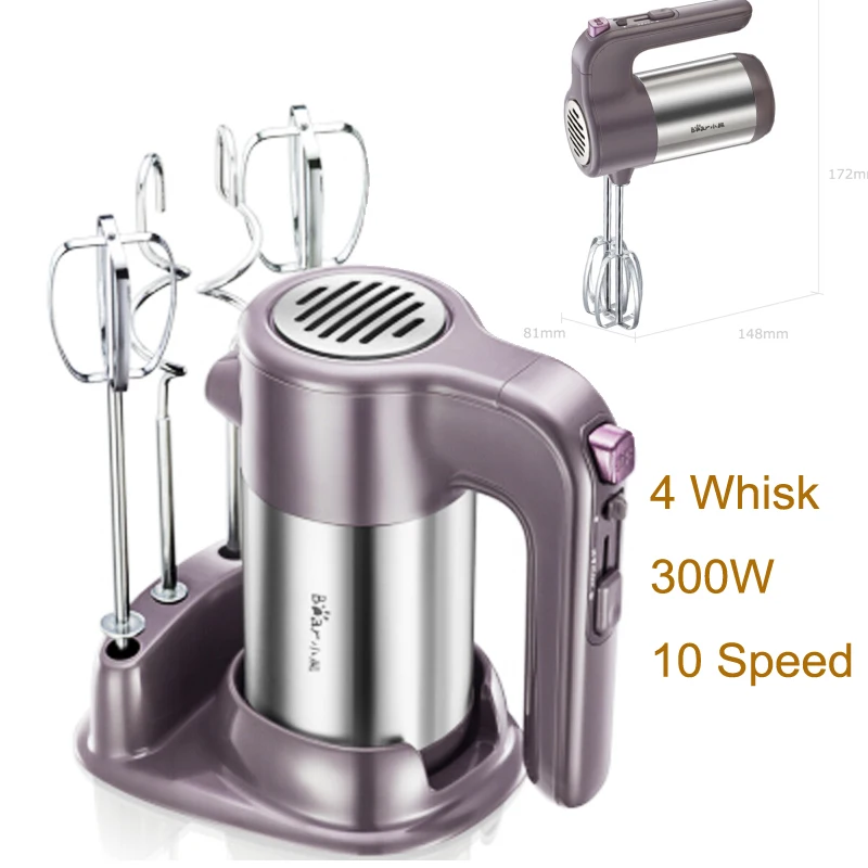 

15% JA58 Home Handheld Stainless Steel Electric Egg Beater with 4 whisk 300W 10 Speed Dough Mixer Stirring Milk Shake