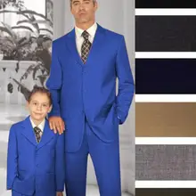 Дизайн индивидуальный заказ королевский синий Отец и сын соответствующие Костюмы свадебные костюмы для выпускного для Для мужчин 2 шт. жениха Смокинги для женихов Best человек костюм