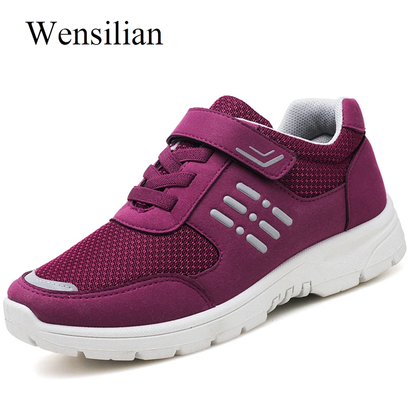 

Summer Sport Shoes Women Sneakers Breathable Air Mesh Running Shoes Hook Loop Solid Black Sneakers Walking Baskets femme